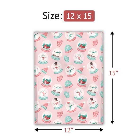 ❄️10 Pink Snow globe Poly Mailers 12 x 15 inch - Picture 3 of 7